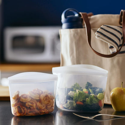 Reusable Silicone Food Storage Bag, Stand-Up Mid, Clear, 56 oz