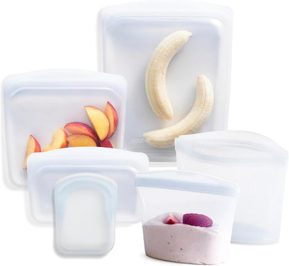 Reusable Silicone Food Storage Bag, Stand-Up Mid, Clear, 56 oz