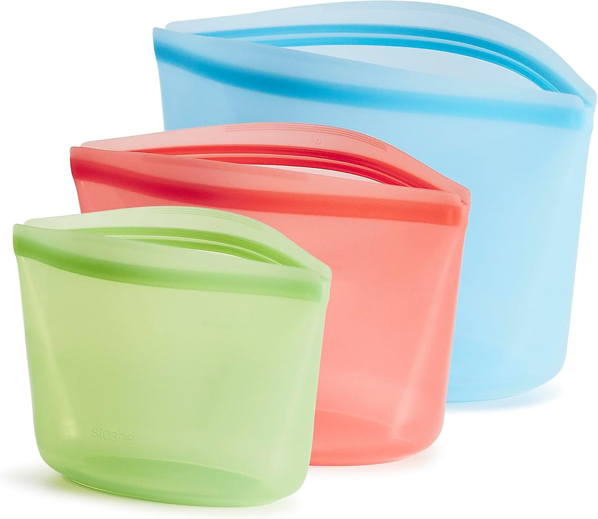 Reusable Silicone Food Storage Bag, Stand-Up Mid, Clear, 56 oz