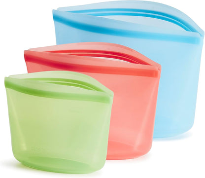 Reusable Silicone Food Storage Bag, Stand-Up Mid, Clear, 56 oz