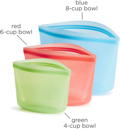 Reusable Silicone Food Storage Bag, Stand-Up Mid, Clear, 56 oz