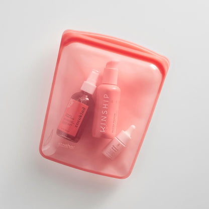 Reusable Silicone Food Storage Bag, Stand-Up Mid, Clear, 56 oz