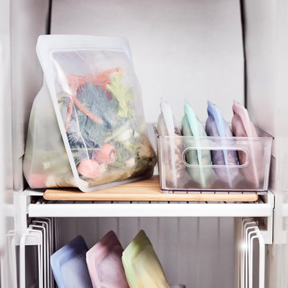 Reusable Silicone Food Storage Bag, Stand-Up Mid, Clear, 56 oz