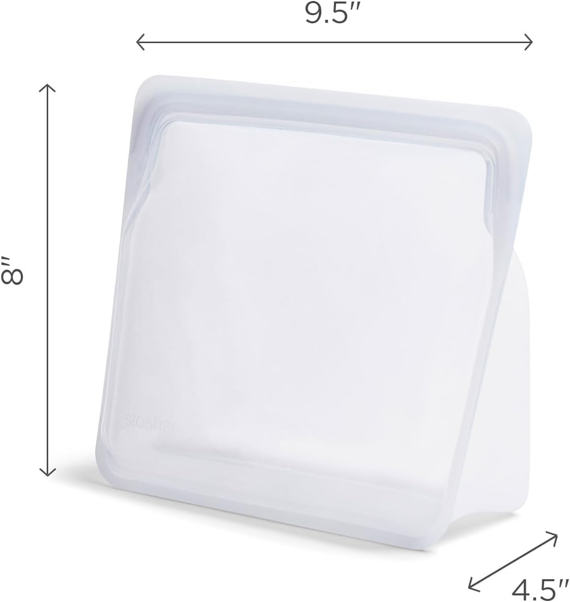 Reusable Silicone Food Storage Bag, Stand-Up Mid, Clear, 56 oz