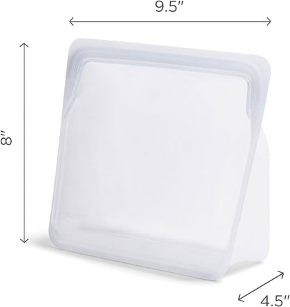 Reusable Silicone Food Storage Bag, Stand-Up Mid, Clear, 56 oz