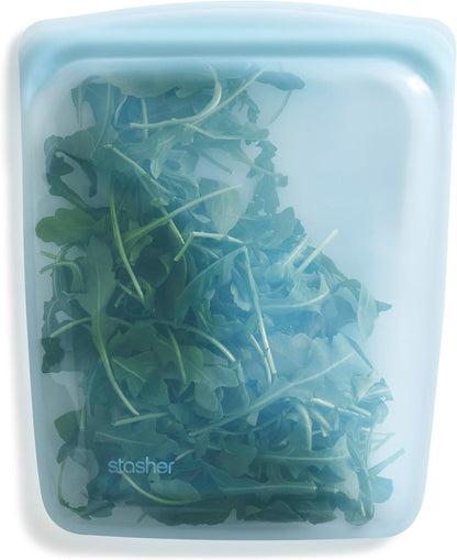 Reusable Silicone Food Storage Bag, Stand-Up Mid, Clear, 56 oz