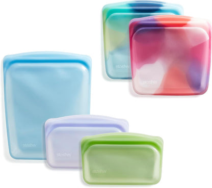 Reusable Silicone Food Storage Bag, Stand-Up Mid, Clear, 56 oz
