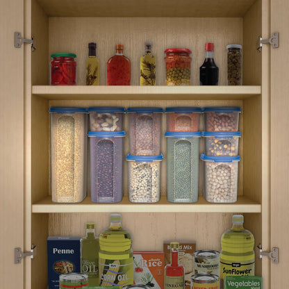 Food Storage Containers Set -STACKO- 10 PC. SET - Airtight Dry Food storage Container with LIDS - Durable Clear Frosted Plastic BPA Free - Space Saver Modular Design - 5 Container set