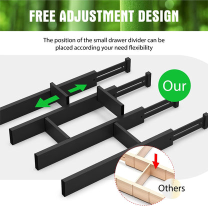 Bamboo Drawer Dividers Organizers, Drawer Separators Splitter,17-22 inches Long Adjustable Spring-loaded Organizer for Large Utensil, Clothes, Tools Drawers(yellow)