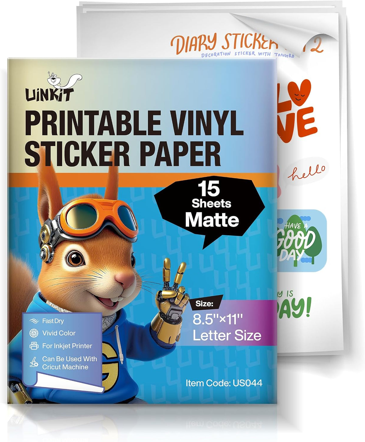 Uinkit Inkjet PET Label Paper A4 (8.5 x 11 Inch), Matte White/Clear/Bright White Finishes, 15-200 Sheet Packs (20, 100% Clear)