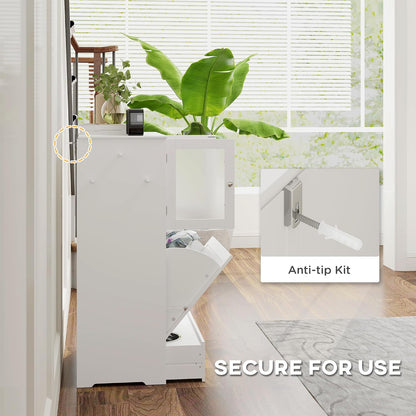 Dog Feeding Station, 2 Storage Cabinets, Elevated Dog Bowls, White