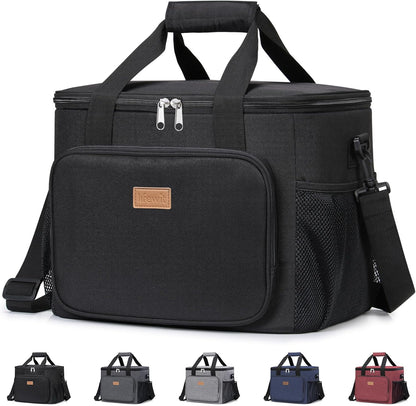 Medium Lunch Bag, Insulated Lunch Box, Soft Cooler Cooling Tote for Adult Men Women, Black 12-Can (9L)