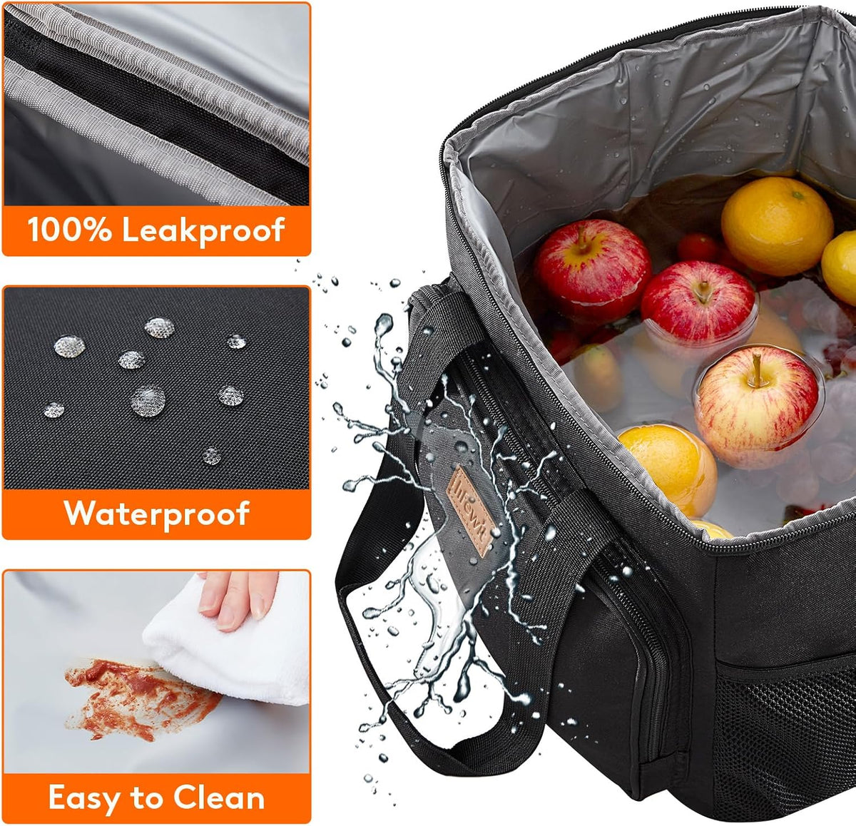 Medium Lunch Bag, Insulated Lunch Box, Soft Cooler Cooling Tote for Adult Men Women, Black 12-Can (9L)