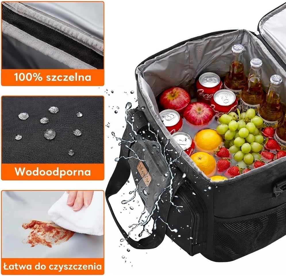 Medium Lunch Bag, Insulated Lunch Box, Soft Cooler Cooling Tote for Adult Men Women, Black 12-Can (9L)