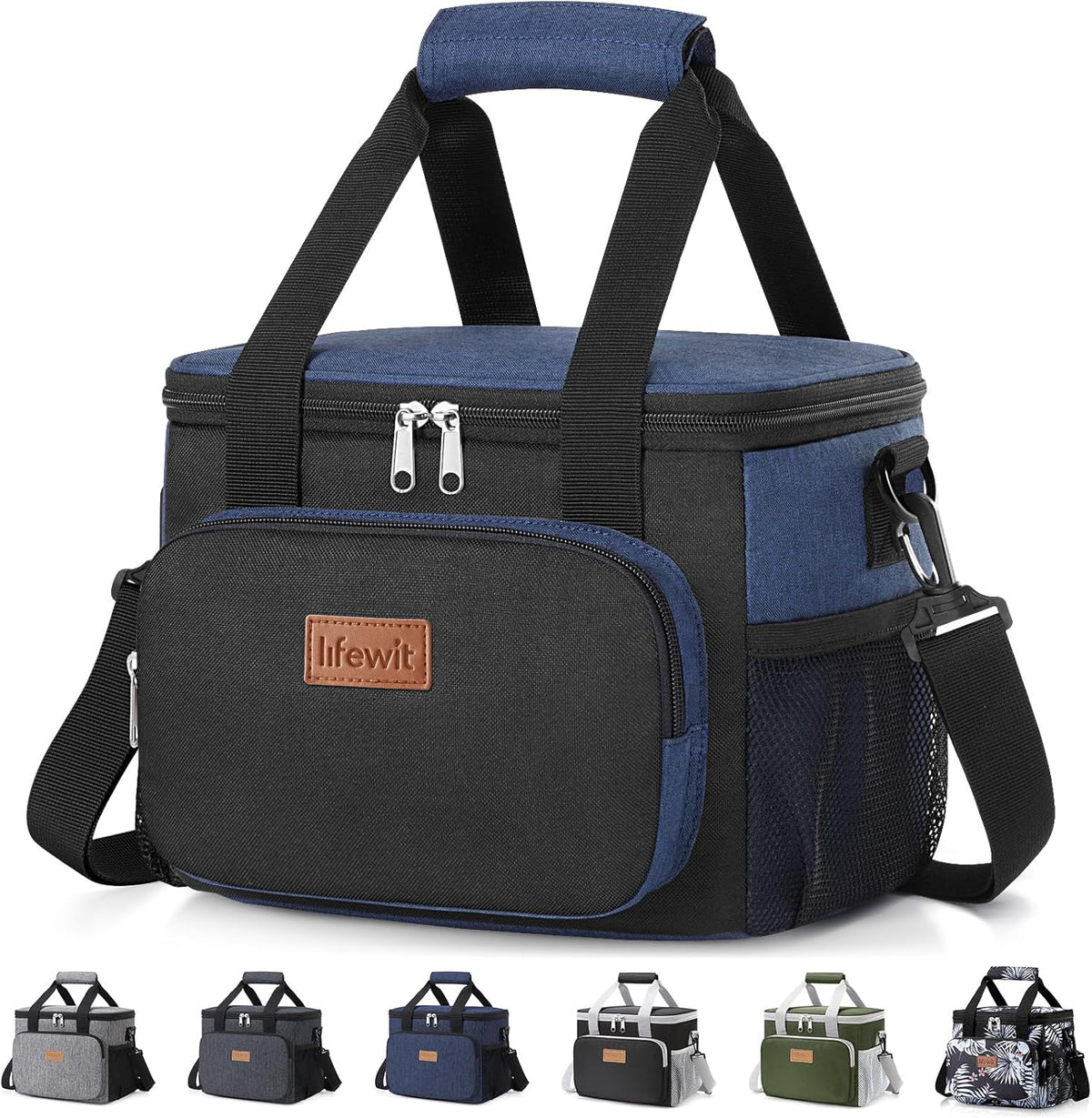 Medium Lunch Bag, Insulated Lunch Box, Soft Cooler Cooling Tote for Adult Men Women, Black 12-Can (9L)