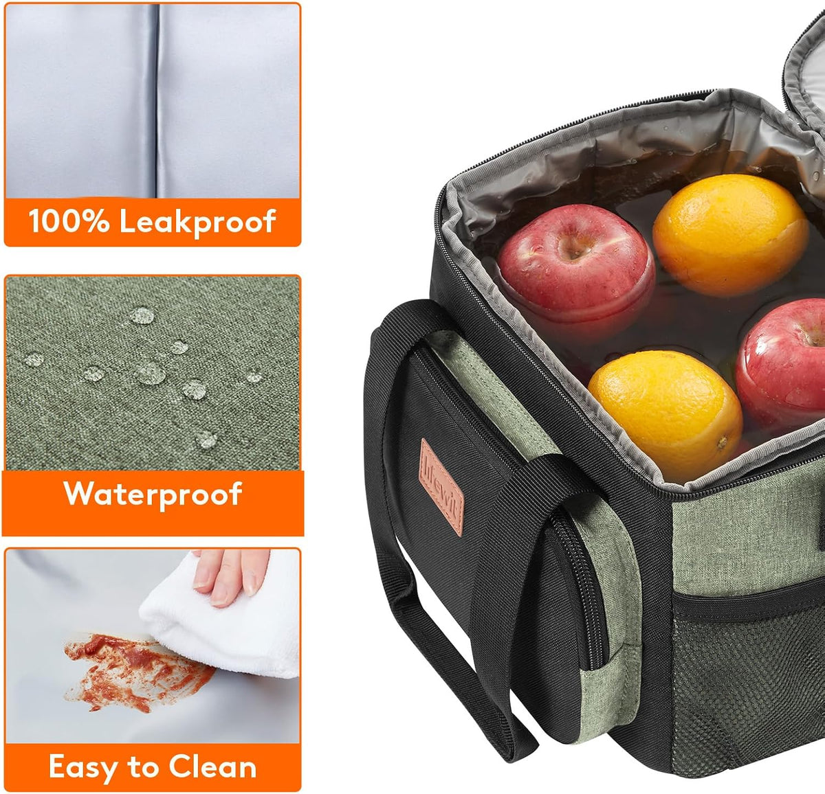 Medium Lunch Bag, Insulated Lunch Box, Soft Cooler Cooling Tote for Adult Men Women, Black 12-Can (9L)