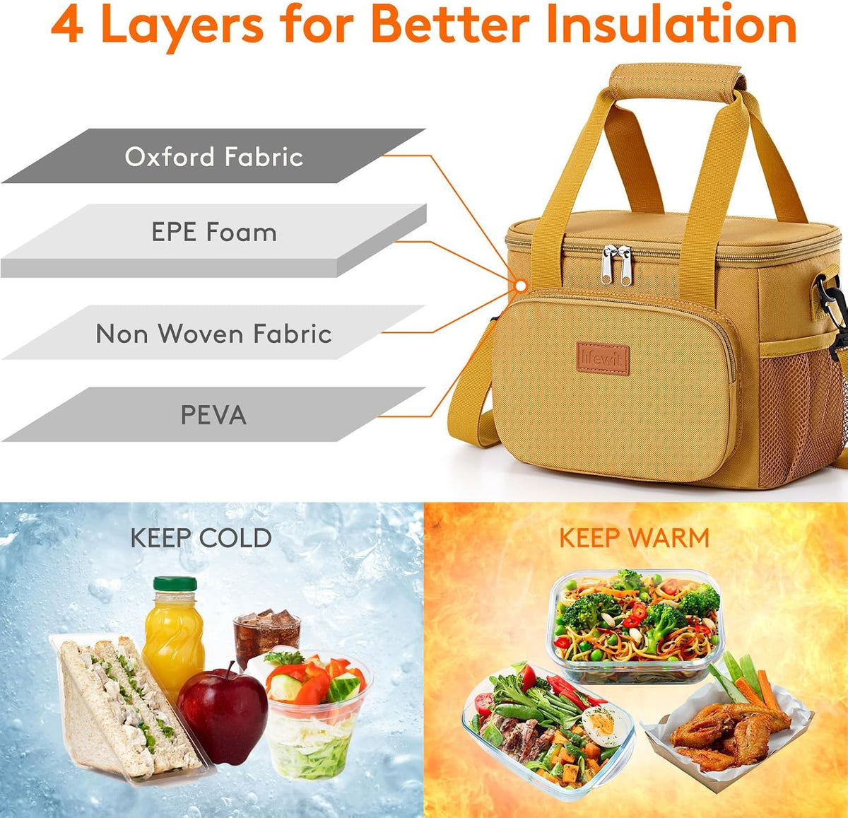Medium Lunch Bag, Insulated Lunch Box, Soft Cooler Cooling Tote for Adult Men Women, Black 12-Can (9L)