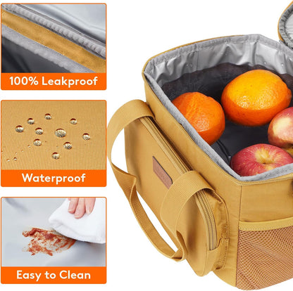 Medium Lunch Bag, Insulated Lunch Box, Soft Cooler Cooling Tote for Adult Men Women, Black 12-Can (9L)