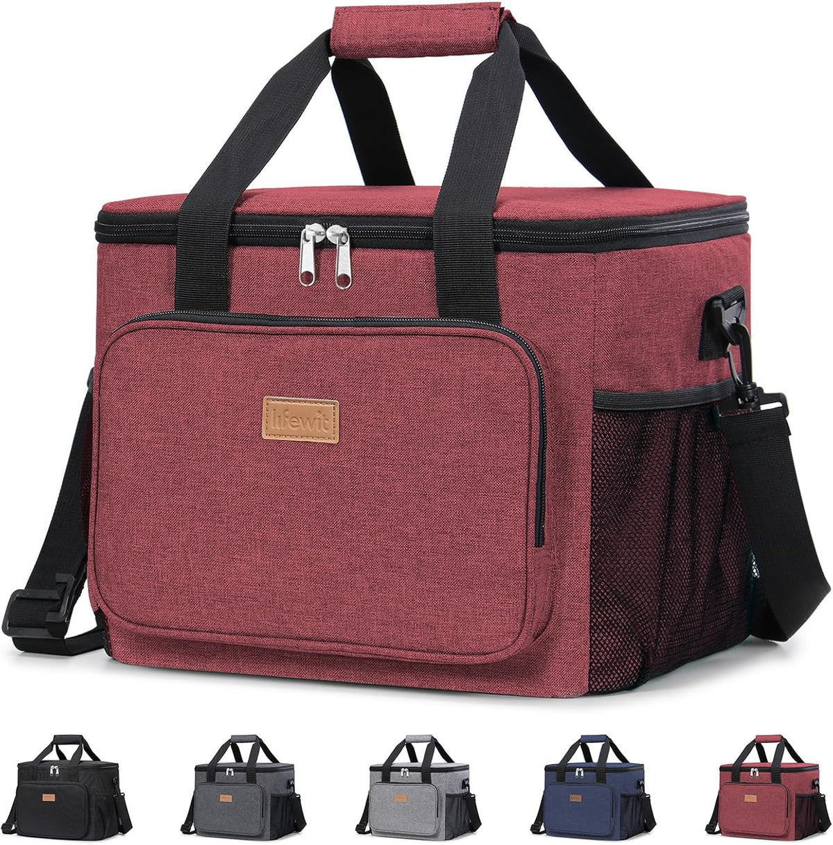Medium Lunch Bag, Insulated Lunch Box, Soft Cooler Cooling Tote for Adult Men Women, Black 12-Can (9L)