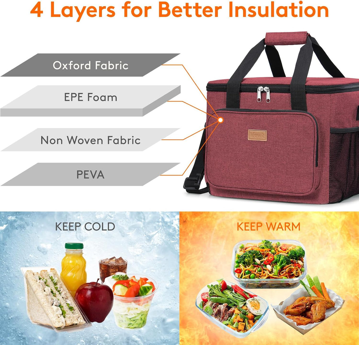 Medium Lunch Bag, Insulated Lunch Box, Soft Cooler Cooling Tote for Adult Men Women, Black 12-Can (9L)
