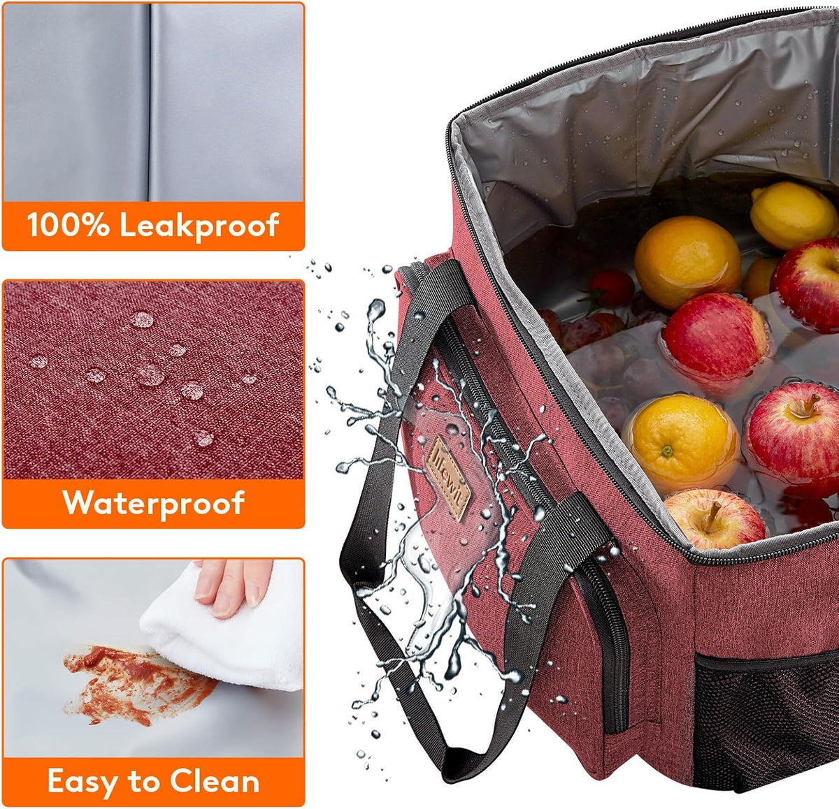 Medium Lunch Bag, Insulated Lunch Box, Soft Cooler Cooling Tote for Adult Men Women, Black 12-Can (9L)