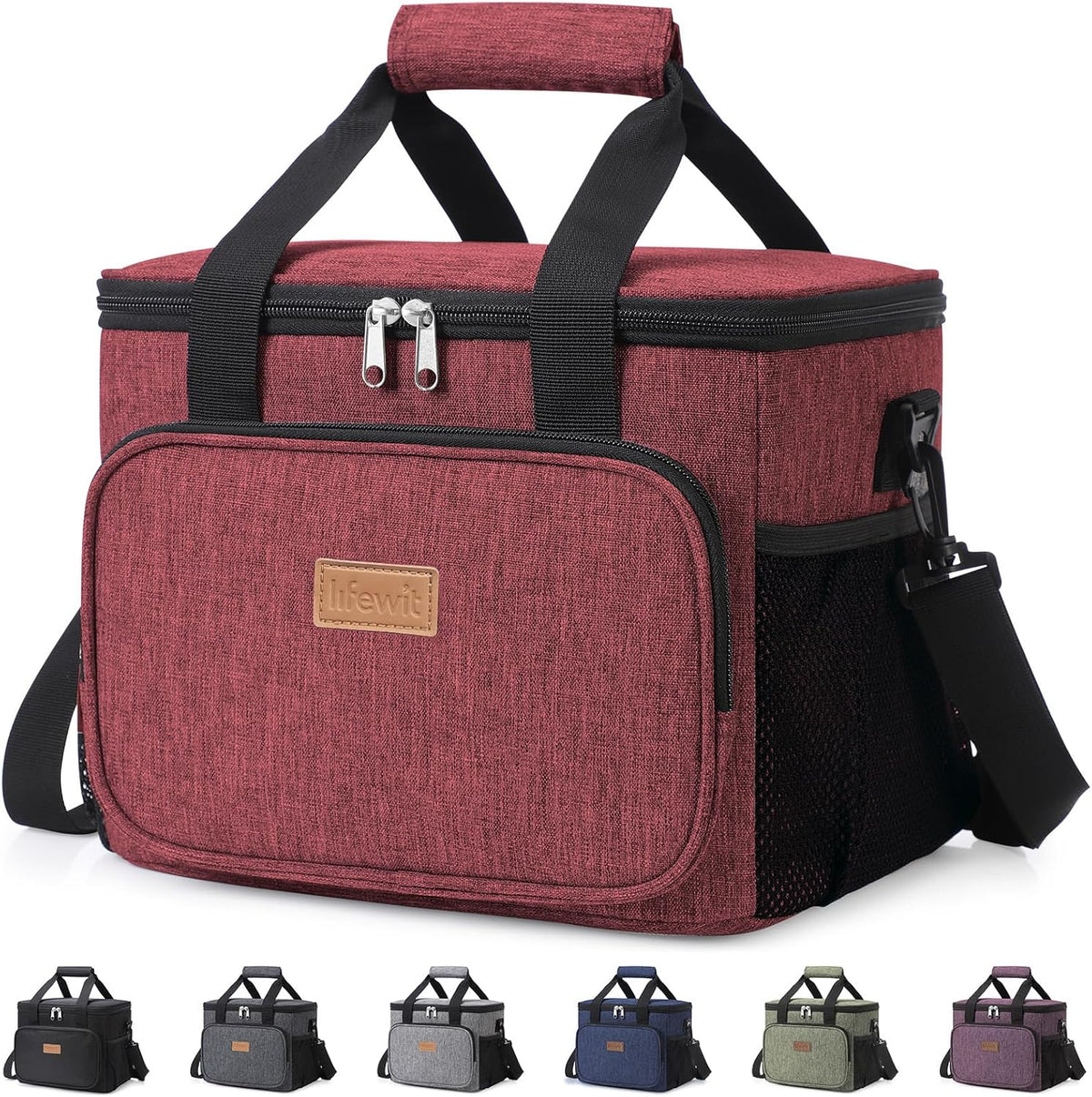 Medium Lunch Bag, Insulated Lunch Box, Soft Cooler Cooling Tote for Adult Men Women, Black 12-Can (9L)