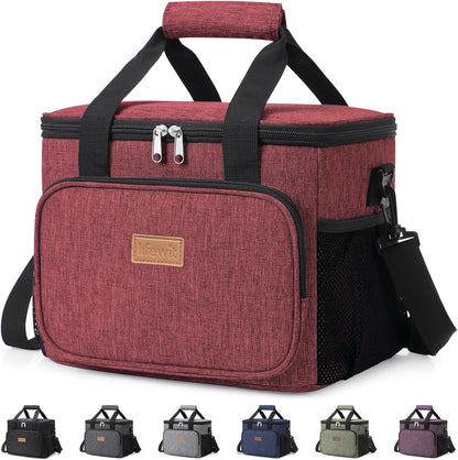 Medium Lunch Bag, Insulated Lunch Box, Soft Cooler Cooling Tote for Adult Men Women, Black 12-Can (9L)