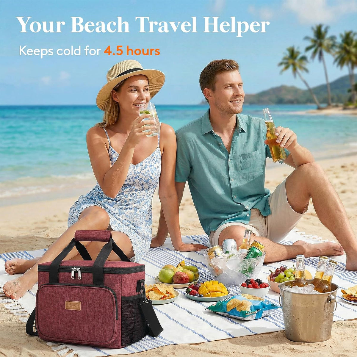 Medium Lunch Bag, Insulated Lunch Box, Soft Cooler Cooling Tote for Adult Men Women, Black 12-Can (9L)