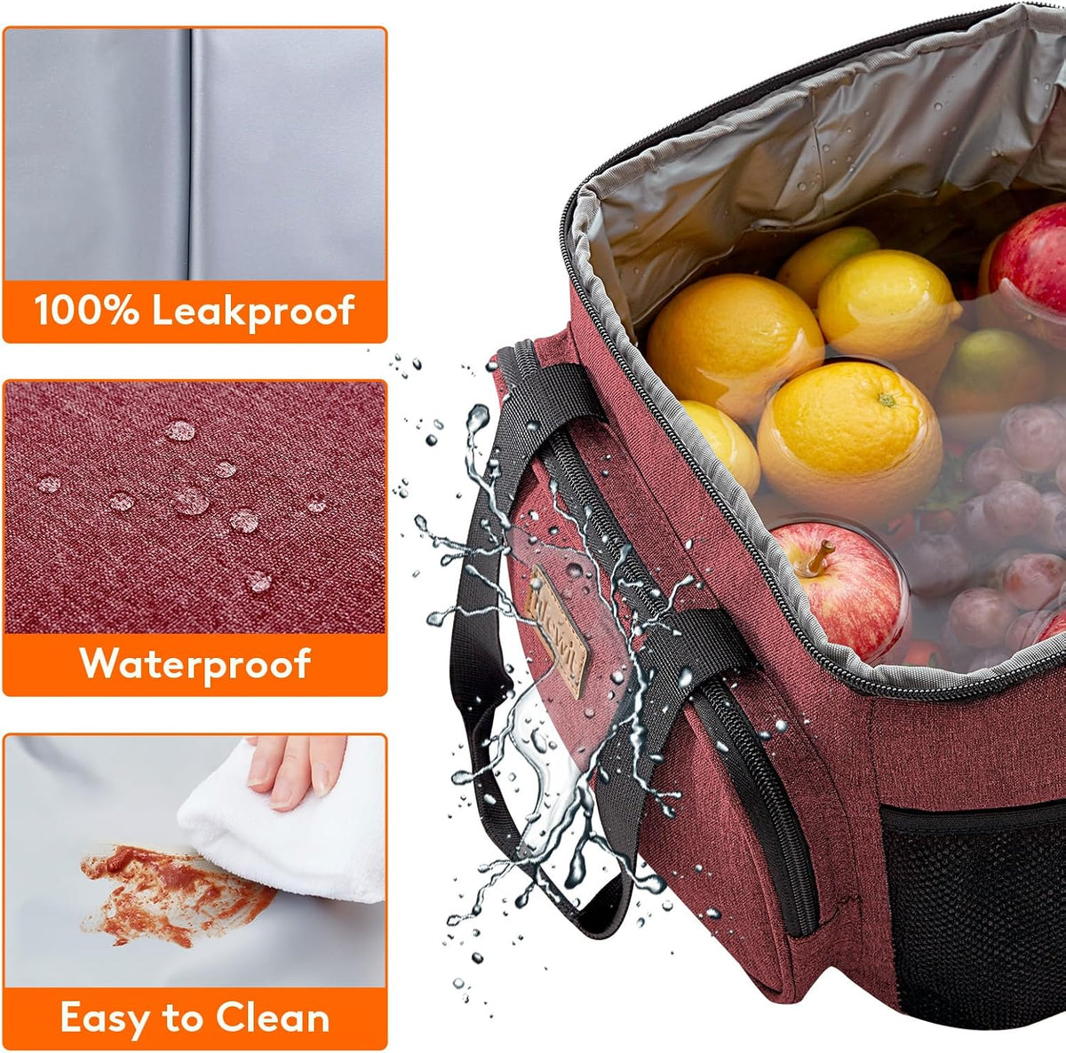 Medium Lunch Bag, Insulated Lunch Box, Soft Cooler Cooling Tote for Adult Men Women, Black 12-Can (9L)