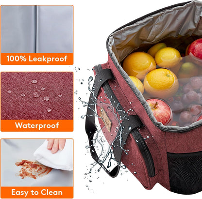 Medium Lunch Bag, Insulated Lunch Box, Soft Cooler Cooling Tote for Adult Men Women, Black 12-Can (9L)