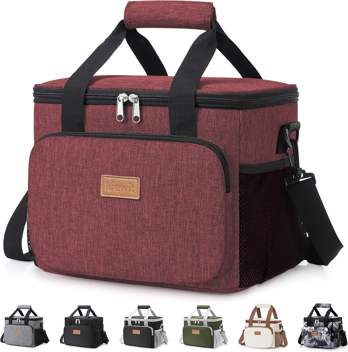 Medium Lunch Bag, Insulated Lunch Box, Soft Cooler Cooling Tote for Adult Men Women, Black 12-Can (9L)