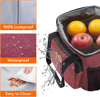 Medium Lunch Bag, Insulated Lunch Box, Soft Cooler Cooling Tote for Adult Men Women, Black 12-Can (9L)