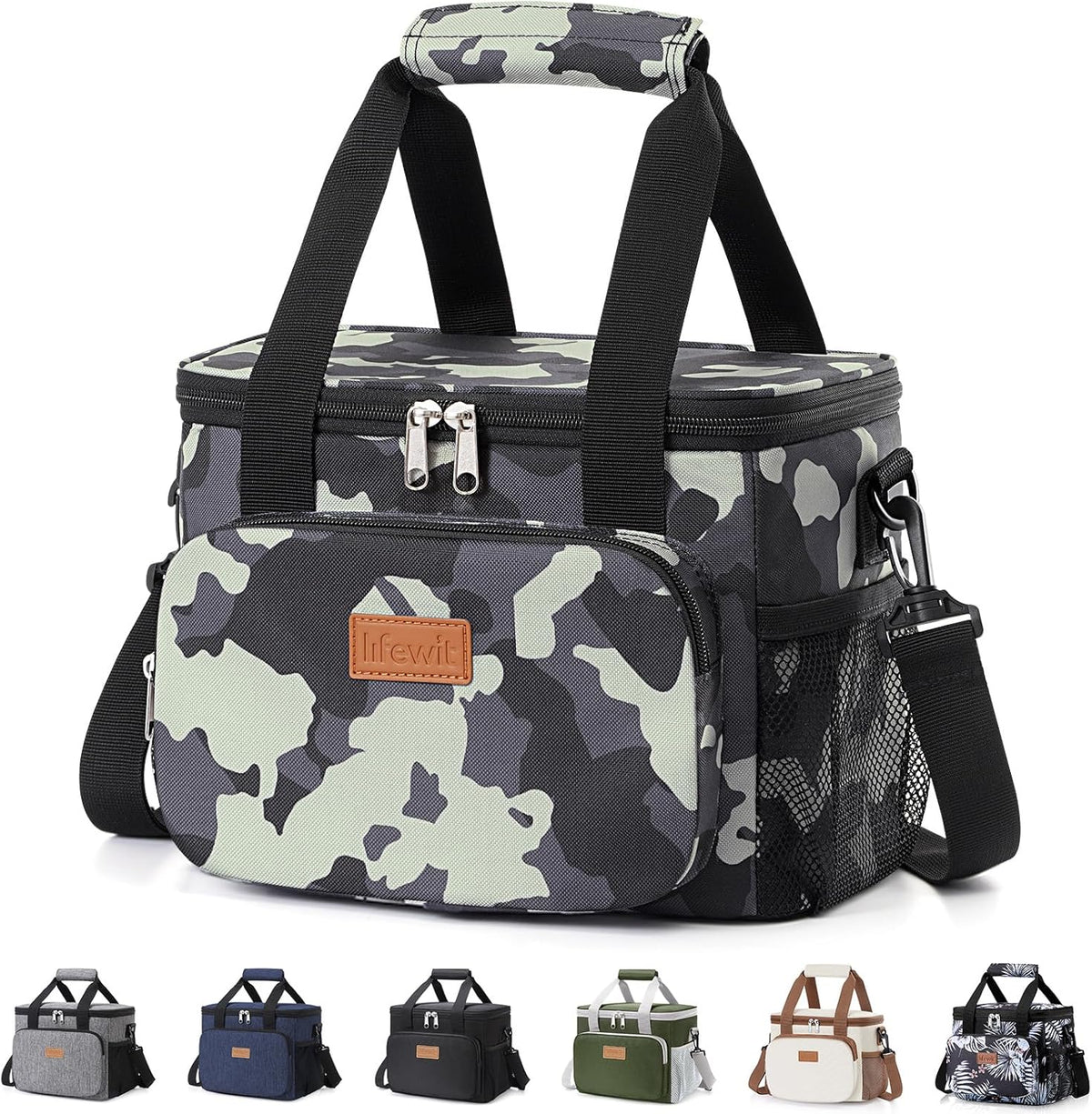 Medium Lunch Bag, Insulated Lunch Box, Soft Cooler Cooling Tote for Adult Men Women, Black 12-Can (9L)