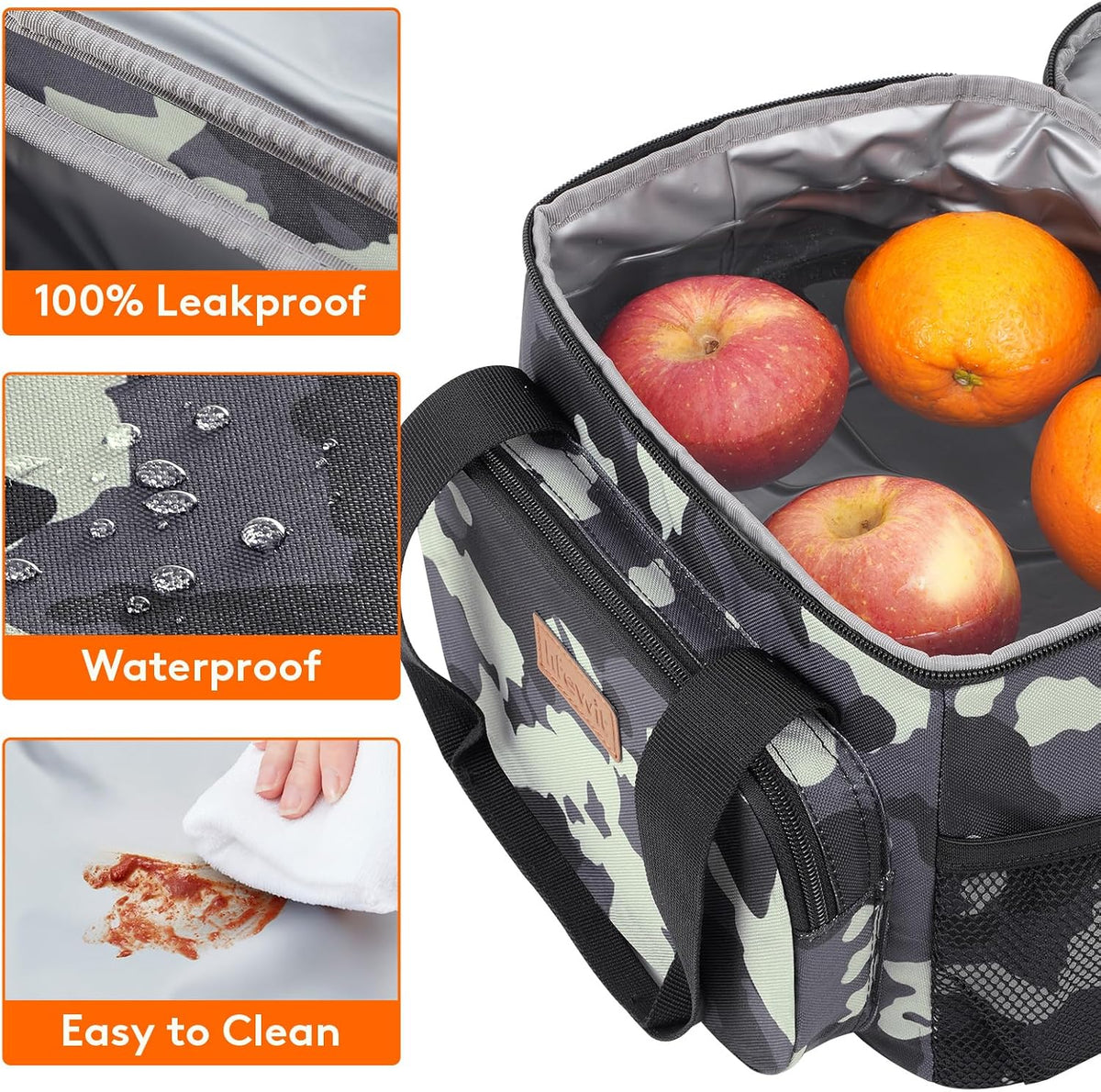 Medium Lunch Bag, Insulated Lunch Box, Soft Cooler Cooling Tote for Adult Men Women, Black 12-Can (9L)