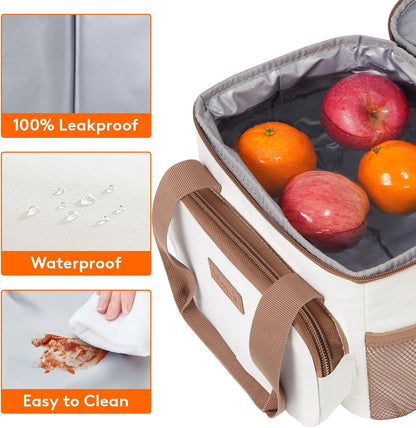 Medium Lunch Bag, Insulated Lunch Box, Soft Cooler Cooling Tote for Adult Men Women, Black 12-Can (9L)