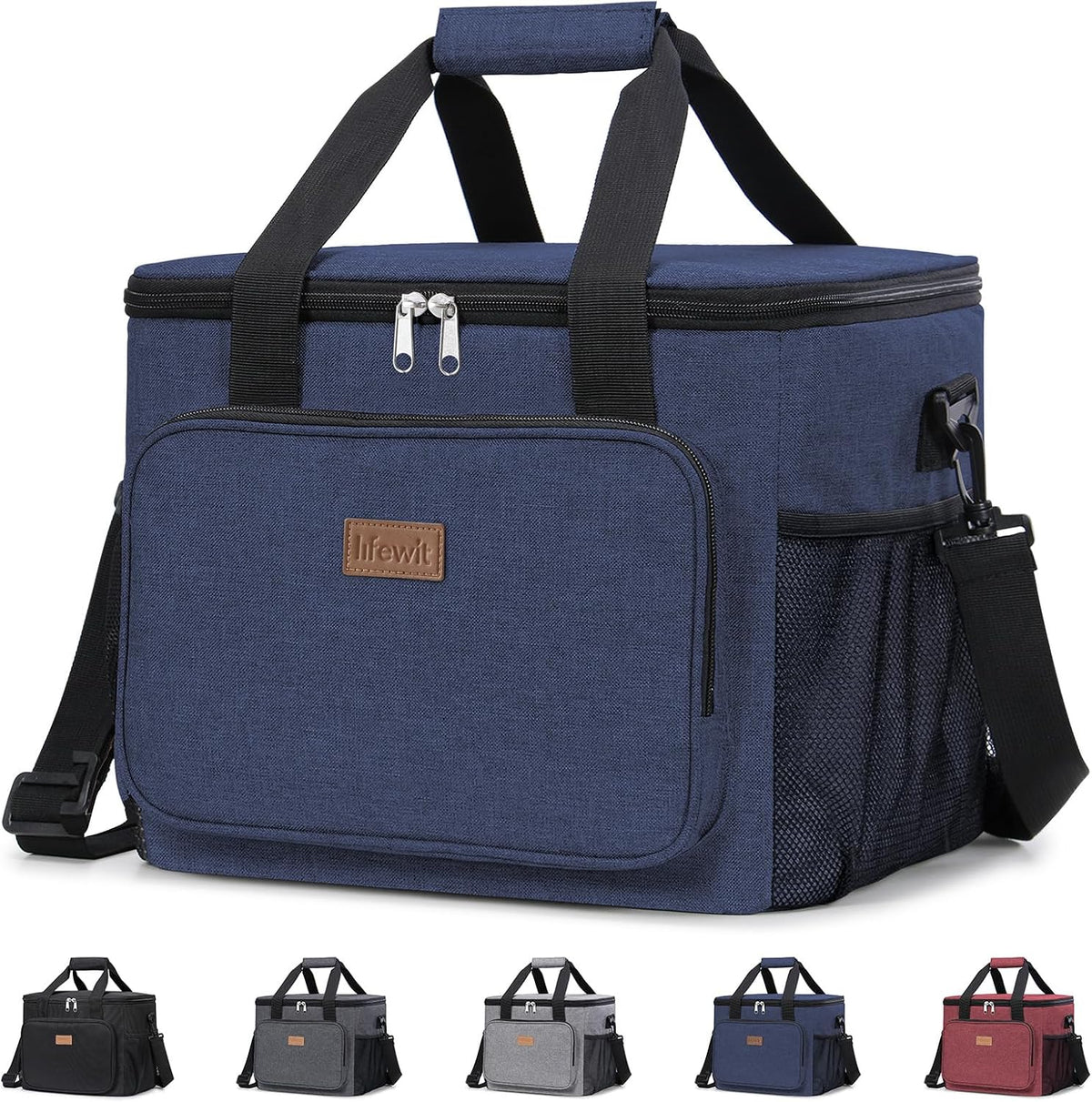 Medium Lunch Bag, Insulated Lunch Box, Soft Cooler Cooling Tote for Adult Men Women, Black 12-Can (9L)