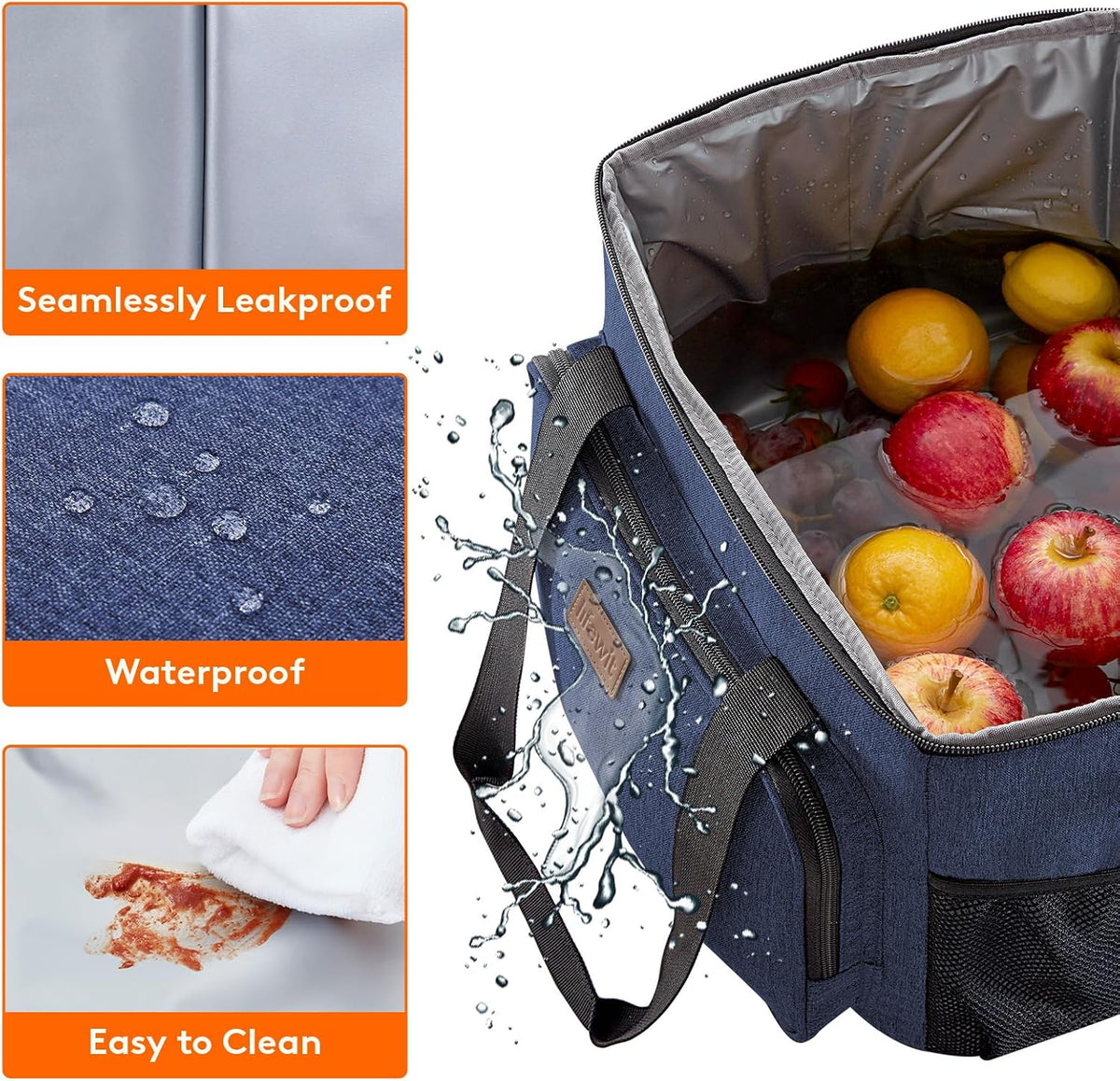 Medium Lunch Bag, Insulated Lunch Box, Soft Cooler Cooling Tote for Adult Men Women, Black 12-Can (9L)