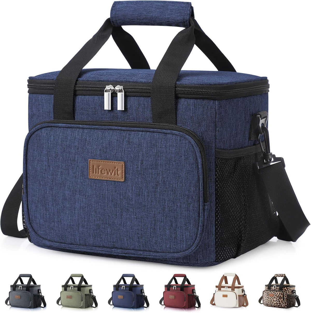 Medium Lunch Bag, Insulated Lunch Box, Soft Cooler Cooling Tote for Adult Men Women, Black 12-Can (9L)
