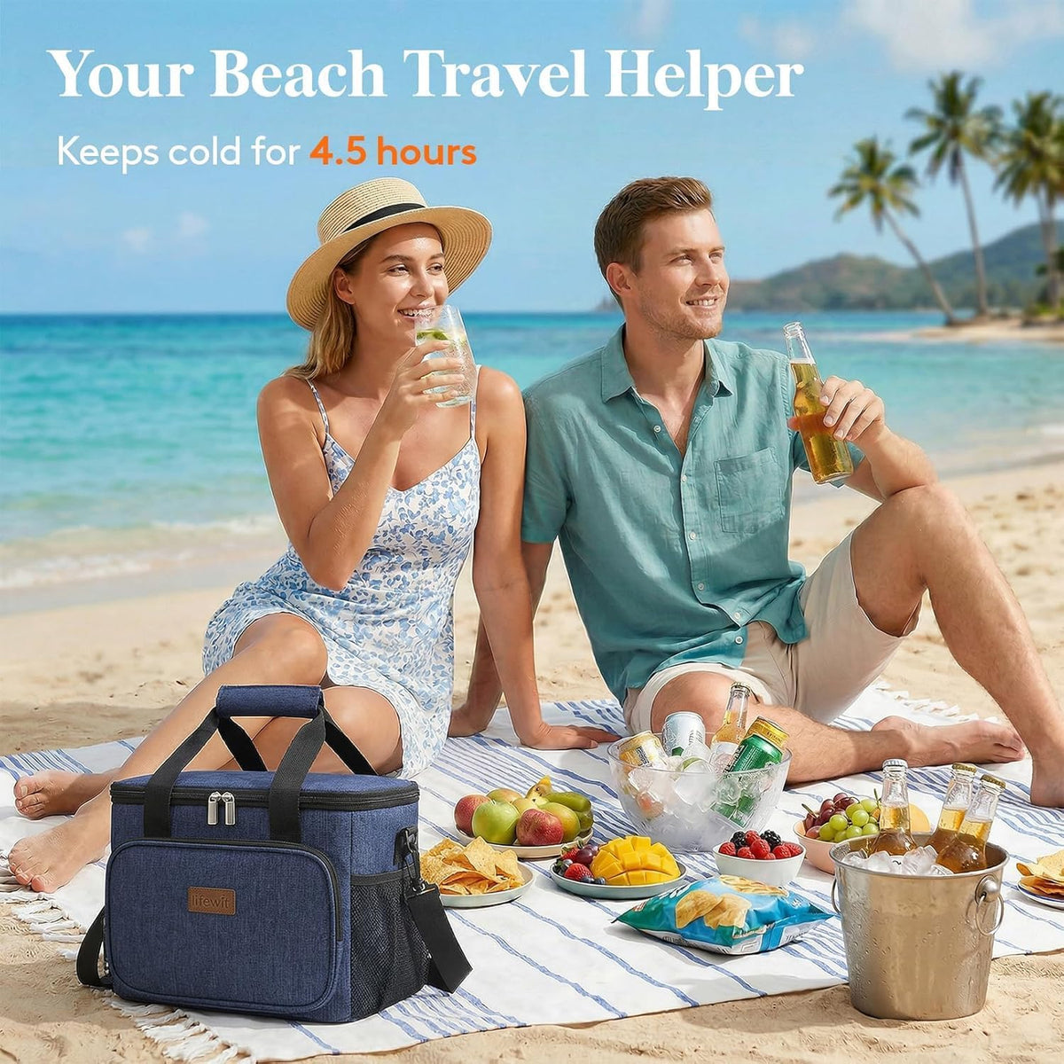 Medium Lunch Bag, Insulated Lunch Box, Soft Cooler Cooling Tote for Adult Men Women, Black 12-Can (9L)