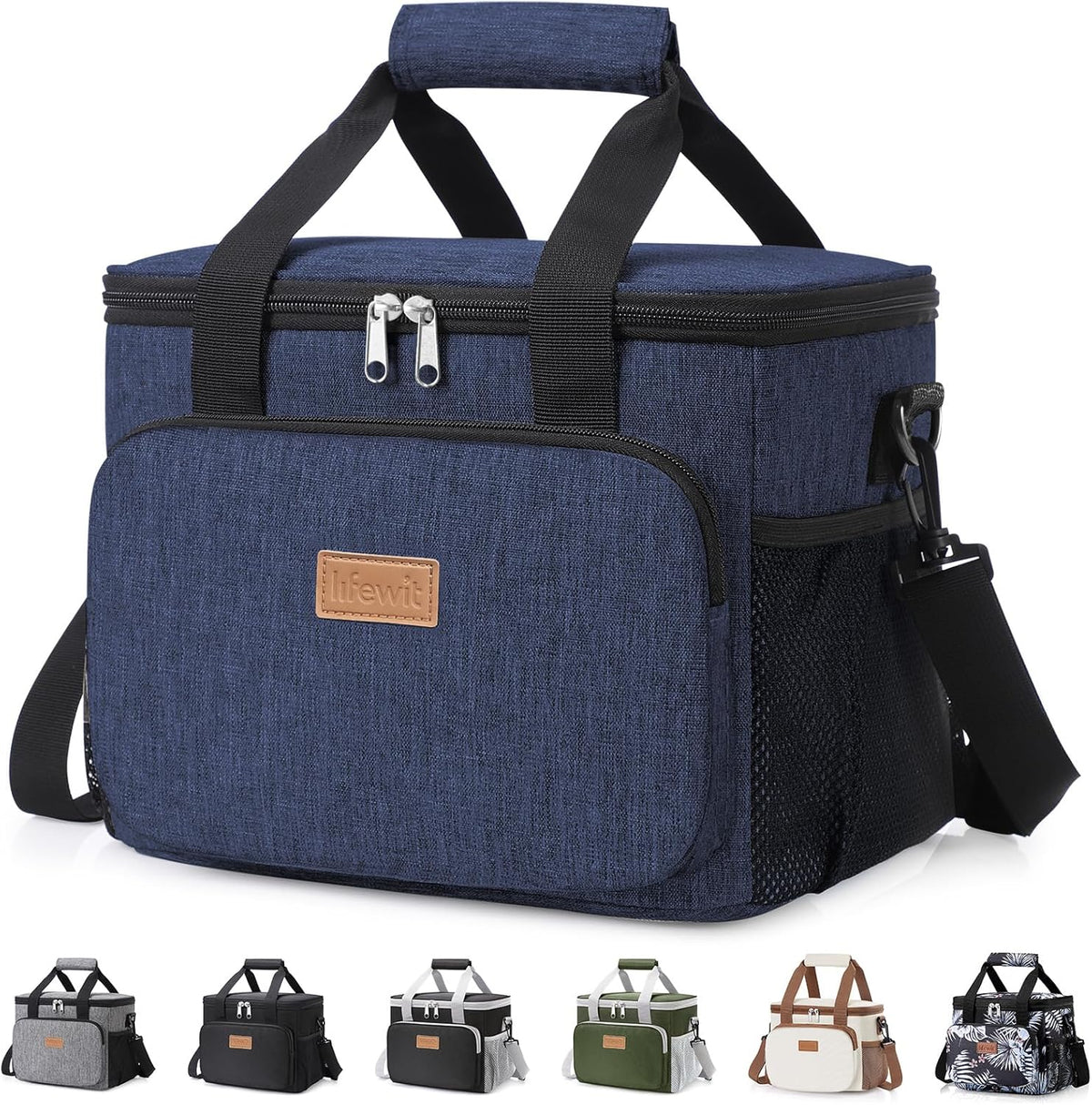 Medium Lunch Bag, Insulated Lunch Box, Soft Cooler Cooling Tote for Adult Men Women, Black 12-Can (9L)