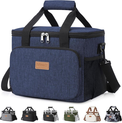 Medium Lunch Bag, Insulated Lunch Box, Soft Cooler Cooling Tote for Adult Men Women, Black 12-Can (9L)