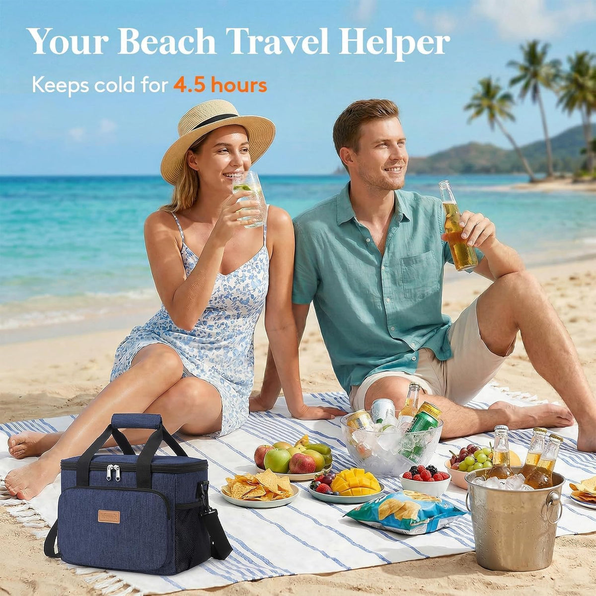 Medium Lunch Bag, Insulated Lunch Box, Soft Cooler Cooling Tote for Adult Men Women, Black 12-Can (9L)