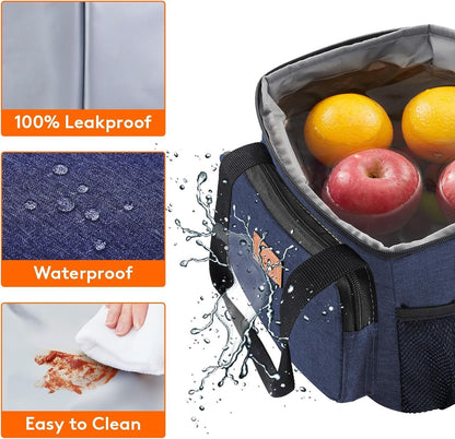Medium Lunch Bag, Insulated Lunch Box, Soft Cooler Cooling Tote for Adult Men Women, Black 12-Can (9L)