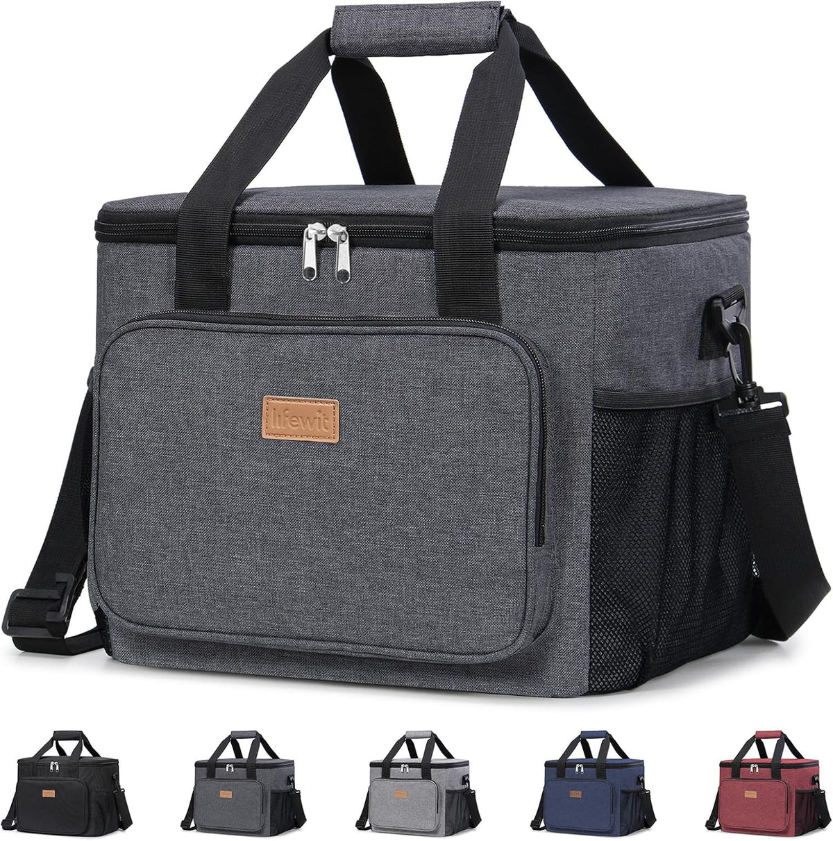 Medium Lunch Bag, Insulated Lunch Box, Soft Cooler Cooling Tote for Adult Men Women, Black 12-Can (9L)