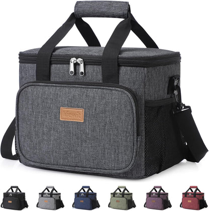 Medium Lunch Bag, Insulated Lunch Box, Soft Cooler Cooling Tote for Adult Men Women, Black 12-Can (9L)