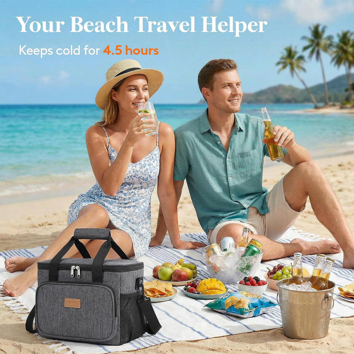 Medium Lunch Bag, Insulated Lunch Box, Soft Cooler Cooling Tote for Adult Men Women, Black 12-Can (9L)