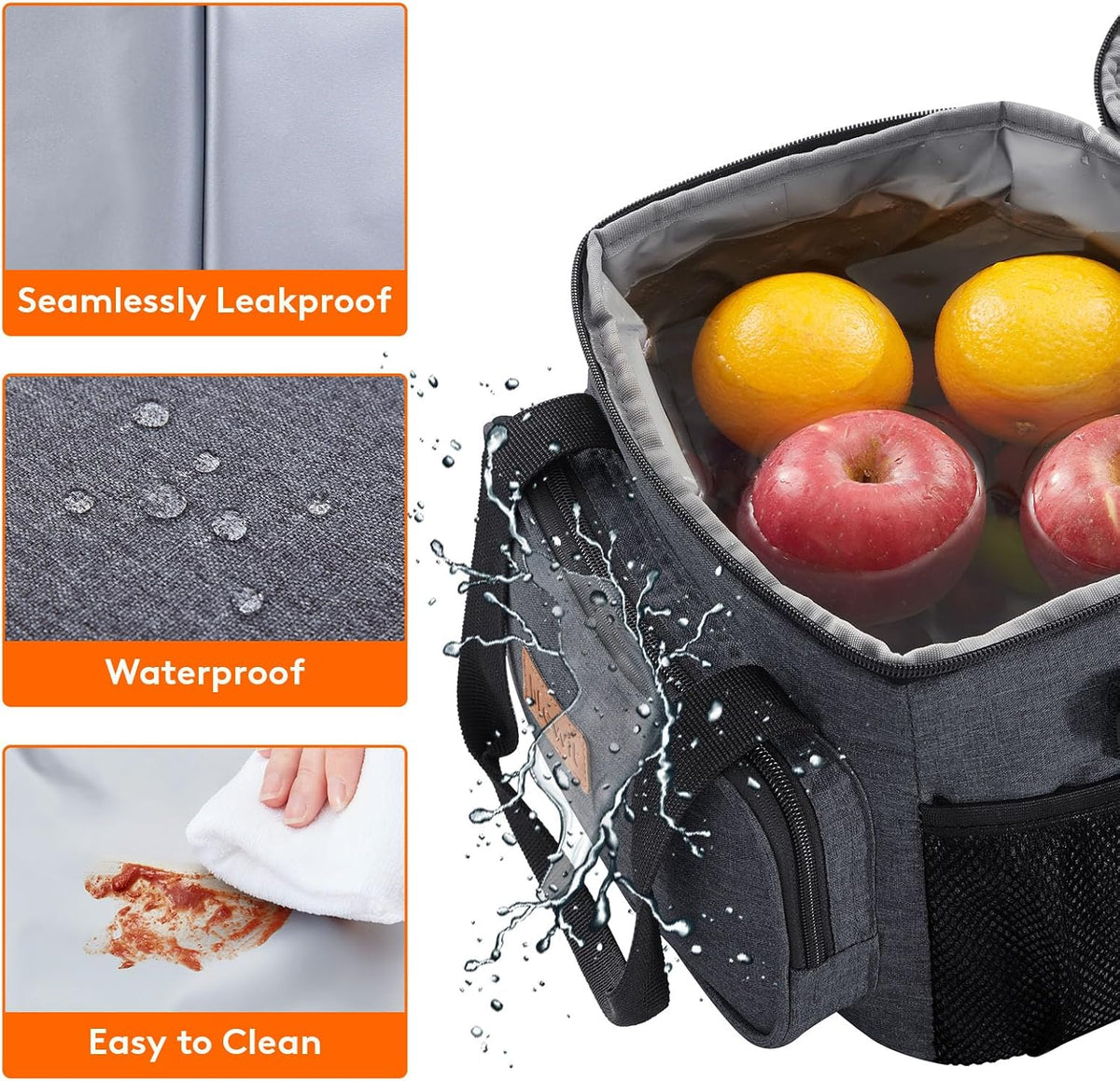 Medium Lunch Bag, Insulated Lunch Box, Soft Cooler Cooling Tote for Adult Men Women, Black 12-Can (9L)