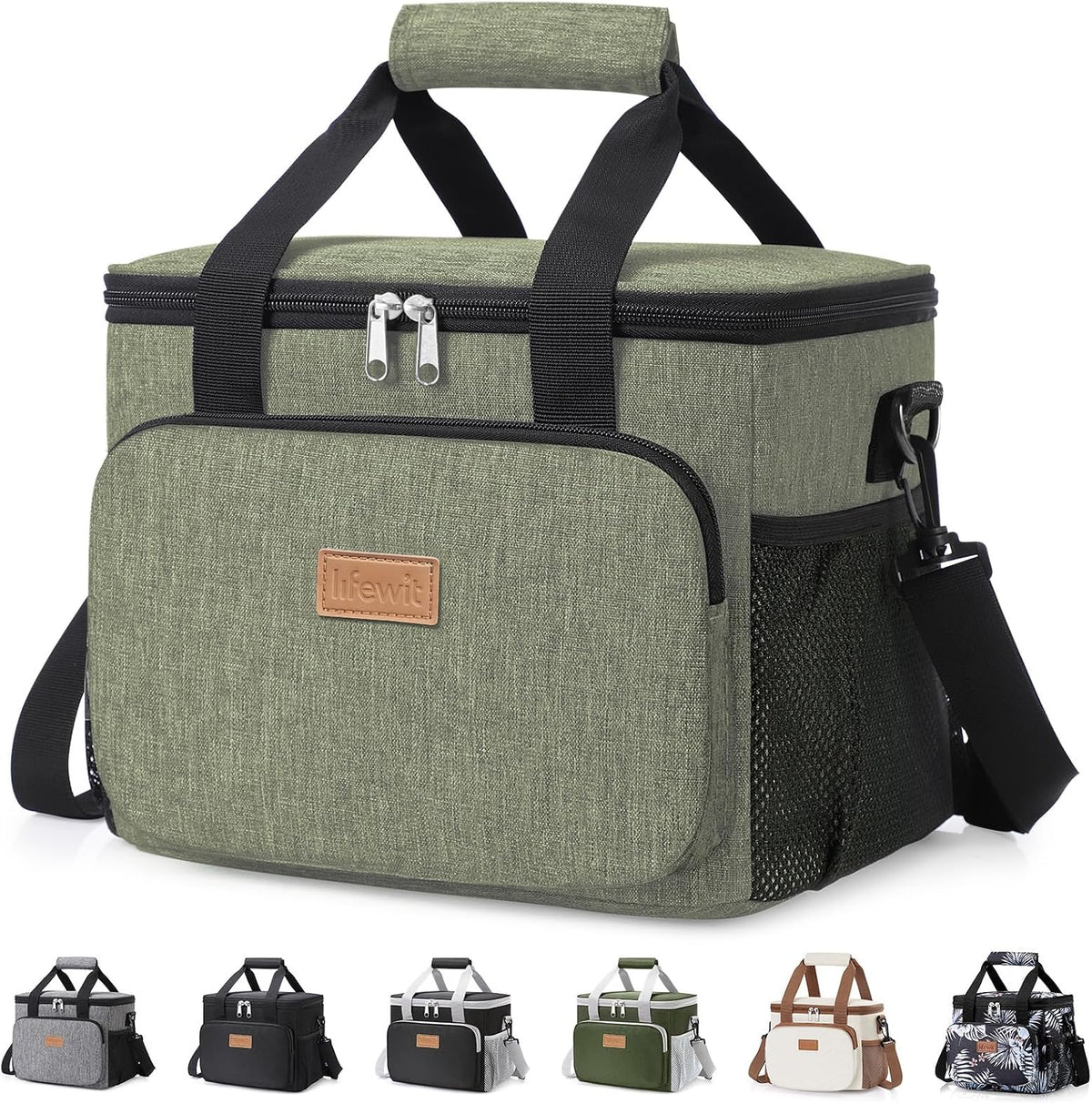 Medium Lunch Bag, Insulated Lunch Box, Soft Cooler Cooling Tote for Adult Men Women, Black 12-Can (9L)