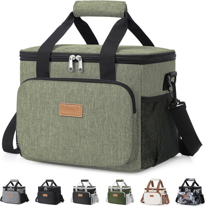 Medium Lunch Bag, Insulated Lunch Box, Soft Cooler Cooling Tote for Adult Men Women, Black 12-Can (9L)
