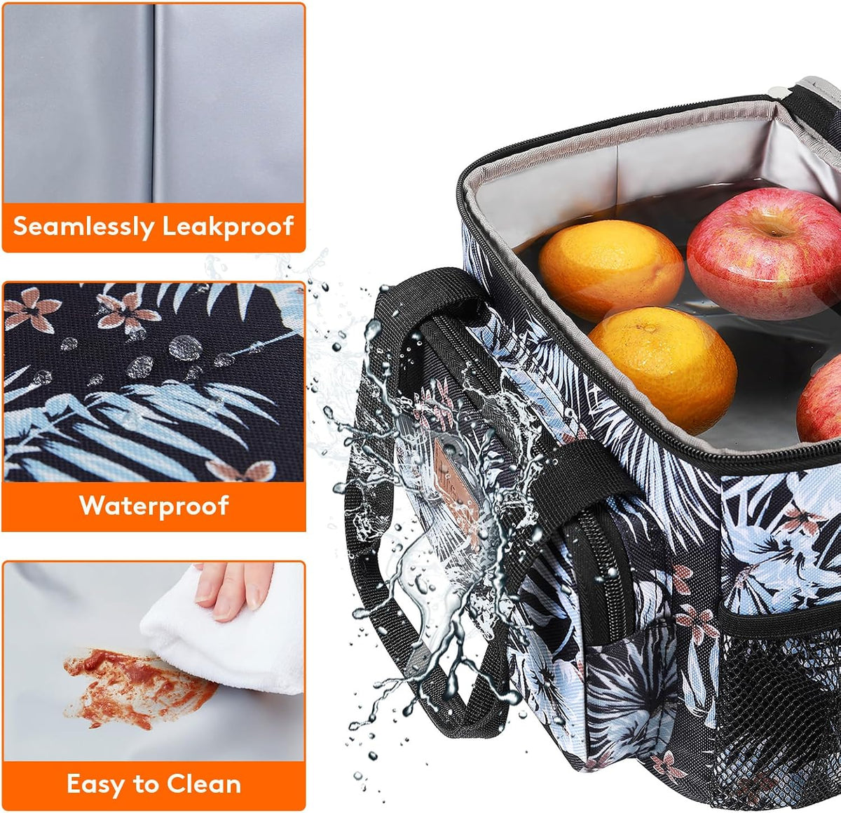 Medium Lunch Bag, Insulated Lunch Box, Soft Cooler Cooling Tote for Adult Men Women, Black 12-Can (9L)